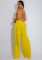 Women's fashion neck hanging, strapless, pleated, tied rope wide leg jumpsuit