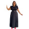 Elegant commuting solid color lapel sleeveless workwear split long skirt two-piece set