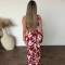 Cross border women's two-piece sleeveless vest, high waisted pants, floral print set