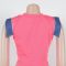 Women's denim patchwork design short sleeved top shorts set two-piece set
