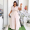 Elegant commuting solid color lapel sleeveless workwear split long skirt two-piece set