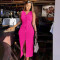 Casual and fashionable solid color sleeveless single breasted temperament slit dress long style