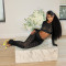 Sexy and spicy girl with exposed navel lace set, women's spring and summer tight cut hollow two-piece set