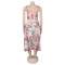 Women's sexy slit skirt elegant printed suspender dress
