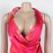 Deep V-neck bead hanging neck sexy high slit printed pattern silk texture dress
