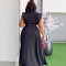 Elegant commuting solid color lapel sleeveless workwear split long skirt two-piece set