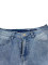 Fashionable classic embroidery retro artistic blue high waisted wide leg denim pants