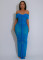 Women's fashionable and sexy pleated mesh ultra long dress
