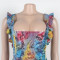 New fashionable women's pleated design printed dress