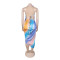 Deep V-neck bead hanging neck sexy high slit printed pattern silk texture dress