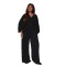 Women's Fashion Folding Set V-neck Bat Sleeve Shirt High Waist Two Piece Set