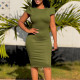 Short sleeved solid color hip hugging OL temperament pencil skirt large size fashionable