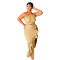 Solid color side opening ruffle skirt paired with lace up sleeveless top