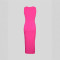 Casual and fashionable solid color sleeveless single breasted temperament slit dress long style