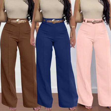 Ladies' casual and fashionable high waisted wide leg pants look slim and versatile, loose pants