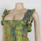 New fashionable women's pleated design printed dress