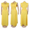 Elegant commuting solid color lapel sleeveless workwear split long skirt two-piece set