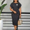 Short sleeved round neck fashionable temperament elegant OL hip bag