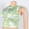 Cross border women's two-piece sleeveless vest, high waisted pants, floral print set