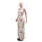 Strap V-neck high slit sequin dress with velvet bead print long skirt for women