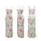 Strap V-neck high slit sequin dress with velvet bead print long skirt for women