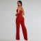 Fashion women's sexy strapless gold buckle bag arm pants two-piece set
