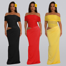 Fashionable women's clothing temperament sexy strapless bag arm see through dress
