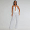 Fashion women's sexy strapless gold buckle bag arm pants two-piece set