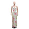 Strap V-neck high slit sequin dress with velvet bead print long skirt for women