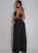 Set with drawstring and drawstring top, high waist, side zipper, loose pants, two-piece set