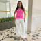Solid color top, strapless, hugging, slim and sexy top, ruffled hem for women