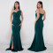 Fashionable women's temperament suspender bag arm fish tail slit dress