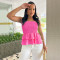 Solid color top, strapless, hugging, slim and sexy top, ruffled hem for women