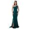 Fashionable women's temperament suspender bag arm fish tail slit dress