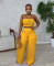 Set with drawstring and drawstring top, high waist, side zipper, loose pants, two-piece set