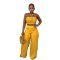 Set with drawstring and drawstring top, high waist, side zipper, loose pants, two-piece set