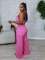 Set with drawstring and drawstring top, high waist, side zipper, loose pants, two-piece set