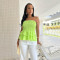 Solid color top, strapless, hugging, slim and sexy top, ruffled hem for women