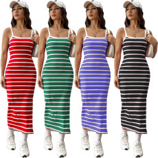 Sexy and fashionable striped printed summer women's dress