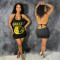Fashionable digital printed lace up backless sexy dress, short skirt, sleeveless, hip hugging style, women's clothing
