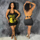 Fashionable digital printed lace up backless sexy dress, short skirt, sleeveless, hip hugging style, women's clothing