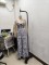 Women's Fashion Black and White Printed Set Shoulder Strap Top High Waist Trumpet Pants Two Piece Set