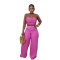 Set with drawstring and drawstring top, high waist, side zipper, loose pants, two-piece set