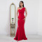 Fashionable women's temperament suspender bag arm fish tail slit dress