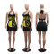 Fashionable digital printed lace up backless sexy dress, short skirt, sleeveless, hip hugging style, women's clothing