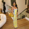 New Instagram style sexy slim fit and slimming printed chest wrapped dress, simple and spicy girl