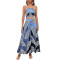 Sexy and fashionable digital printed suspender two-piece skirt set