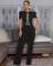 Women's personalized line bow decoration short sleeved casual wide leg jumpsuit