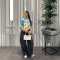Foreign trade street trend fashion personality contrasting print loose casual top short sleeved T-shirt