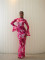 Fashionable retro printed slim fit sexy mesh mesh see through flared sleeves, hip hugging long skirt dress
